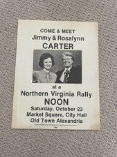 RARE! 1976 Jimmy Carter Northern VA Rally October 23 Campaign Flyer