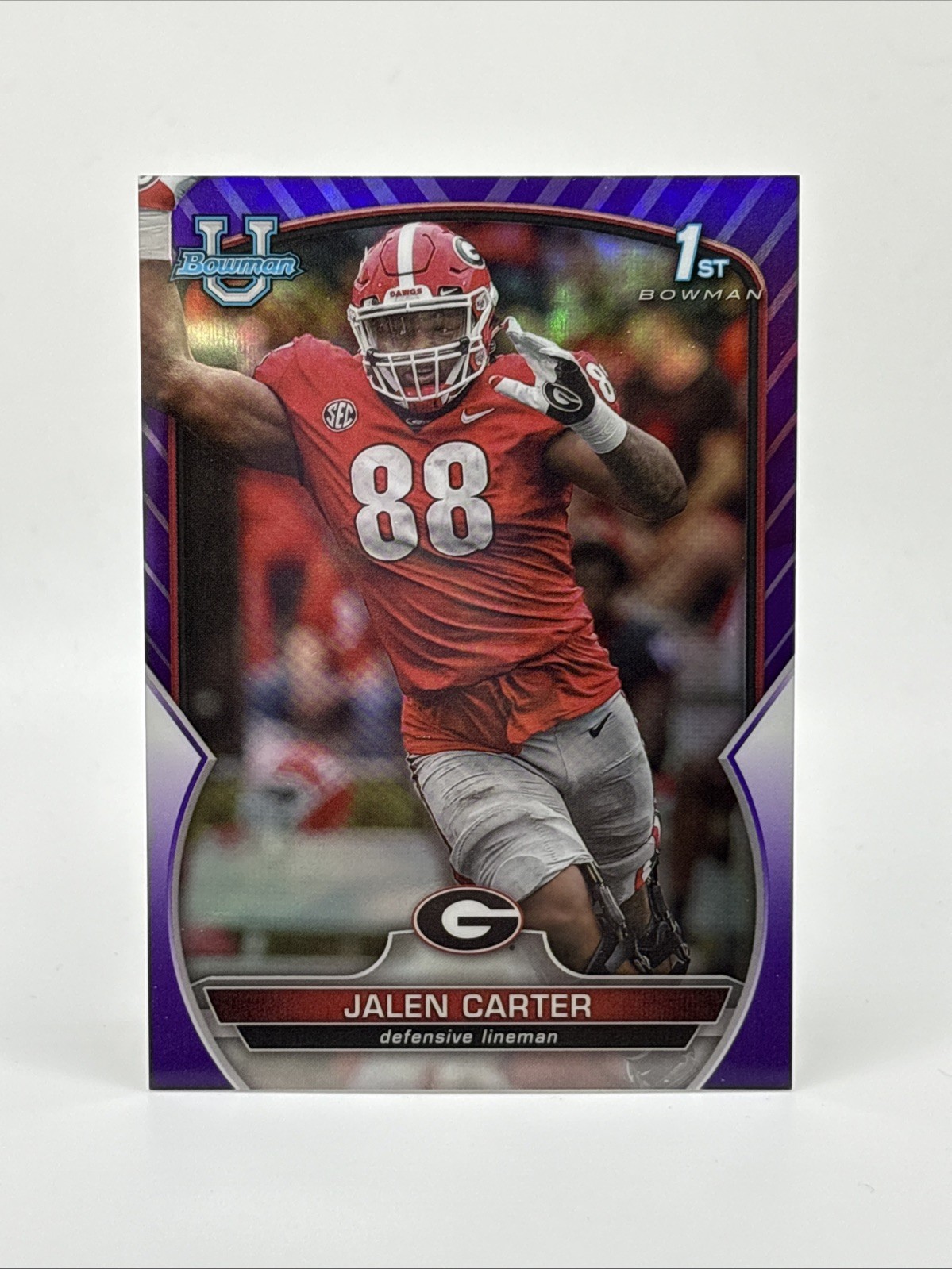 2022 Bowman University Chrome - Jalen Carter #37 Purple Refractor /399 (RC)