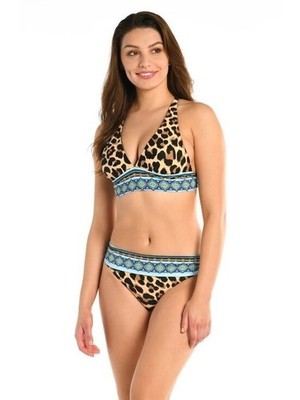 La Blanca Bikini Reversible Banded Halter Top Size 4 & Hipster Bottom Size 6
