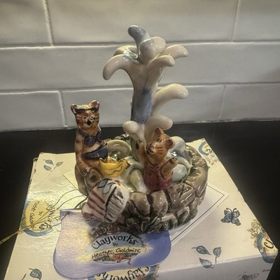 2002 Heather Goldmine Blue Sky Corp. Cat Pool Party Figurine MINT! 4.75''T w/Box
