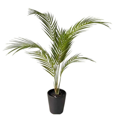 Künstliche Areca Palme 70 cm grünes Federlaub im schwarzen Kunststofftopf Mini