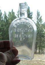 as is! 1880s old CHESNEY / SAN FRANCISCO CALIFORNIA Western coffin flask WHISKEY