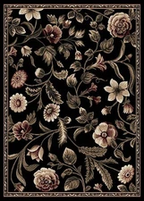 BLACK FLORAL ORIENTAL AREA RUG 4X6 Persien CARPET 029 - ACTUAL 3' 7" x 5' 2"