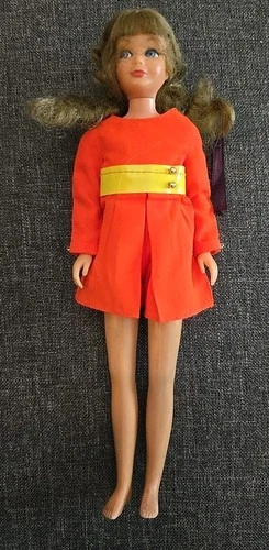 Vintage Barbie SAUSAGE CURL SKIPPER & Pants & Pinafore Outfit