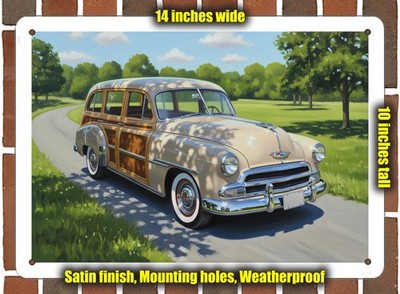Metal Sign - 1951 Chevrolet Station Wagon Oil Painting - 14x10