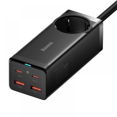 Baseus GaN3 Pro Quick Charger / Ladegerät, 2x USB-C + 2x USB + AC, 100W, schwarz