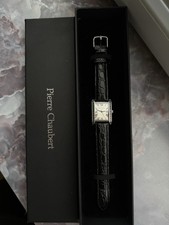 Pierre Chaubert Damen Uhr rechteckig Quarz Leder schwarz römisch 30 m Box