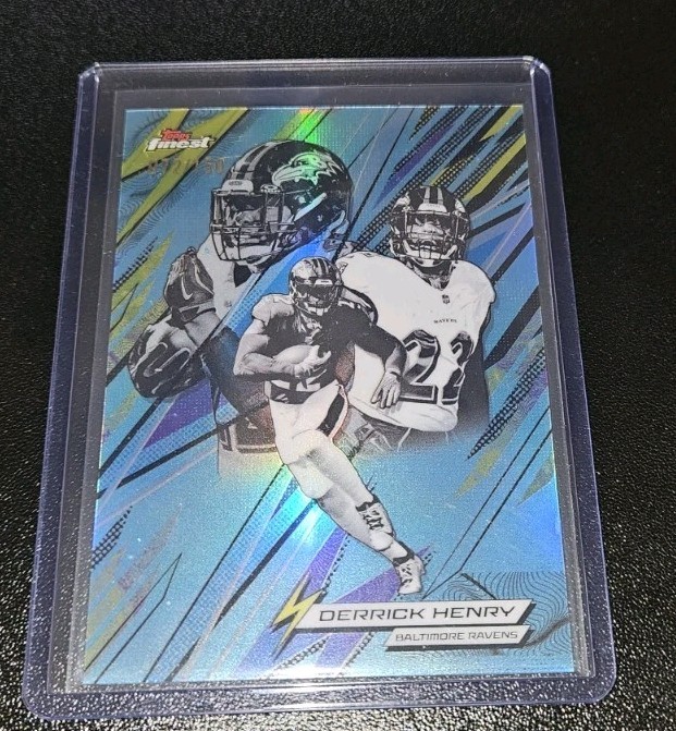 2025 Topps Finest Football Derrick Henry PK-1 Power King Sky Blue Refractor /150