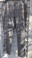 Woman's Slacks Grey Plaid Side Zip Skinny Sz 12 Nine West High Rise