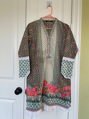 Cotton printed and Embroidered kurti size Small .Brand khadi.