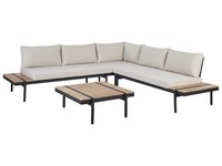 5-Sitzer Lounge Set 4-Teilig Eukalyptusholz Hellbraun Kissen Cremeweiß Bellariva