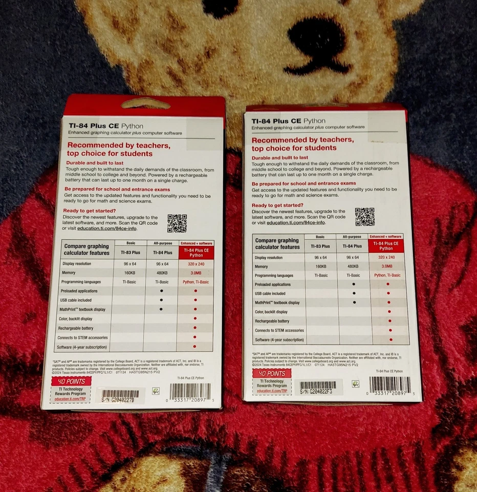 NUEVO Lote de 2 Calculadora Gráfica TEXAS INSTRUMENTS TI-84 PLUS CE SELLADA DE FÁBRICA Foto 3 de 4