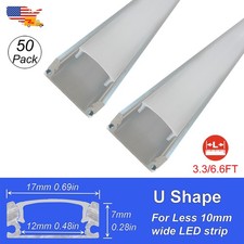 U Shape Led Aluminum Track And Cover Led Strip Channel Holder 3.3FT 6.6FT 50Pack