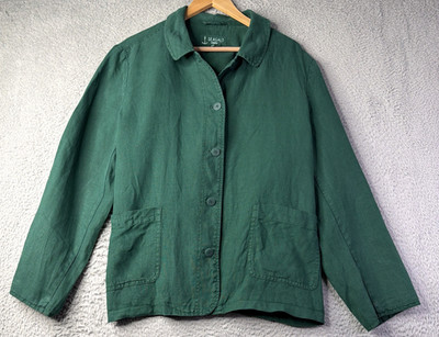 SEASALT CORNWALL COASTAL PADDLE GREEN POCKET 100% LINEN JACKET SIZE 20