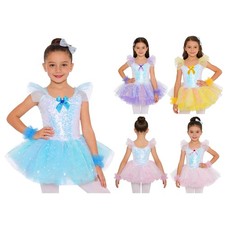 Girls Sequins Jazz Ballet Dance Princess Leotard Dress Performance Costume
