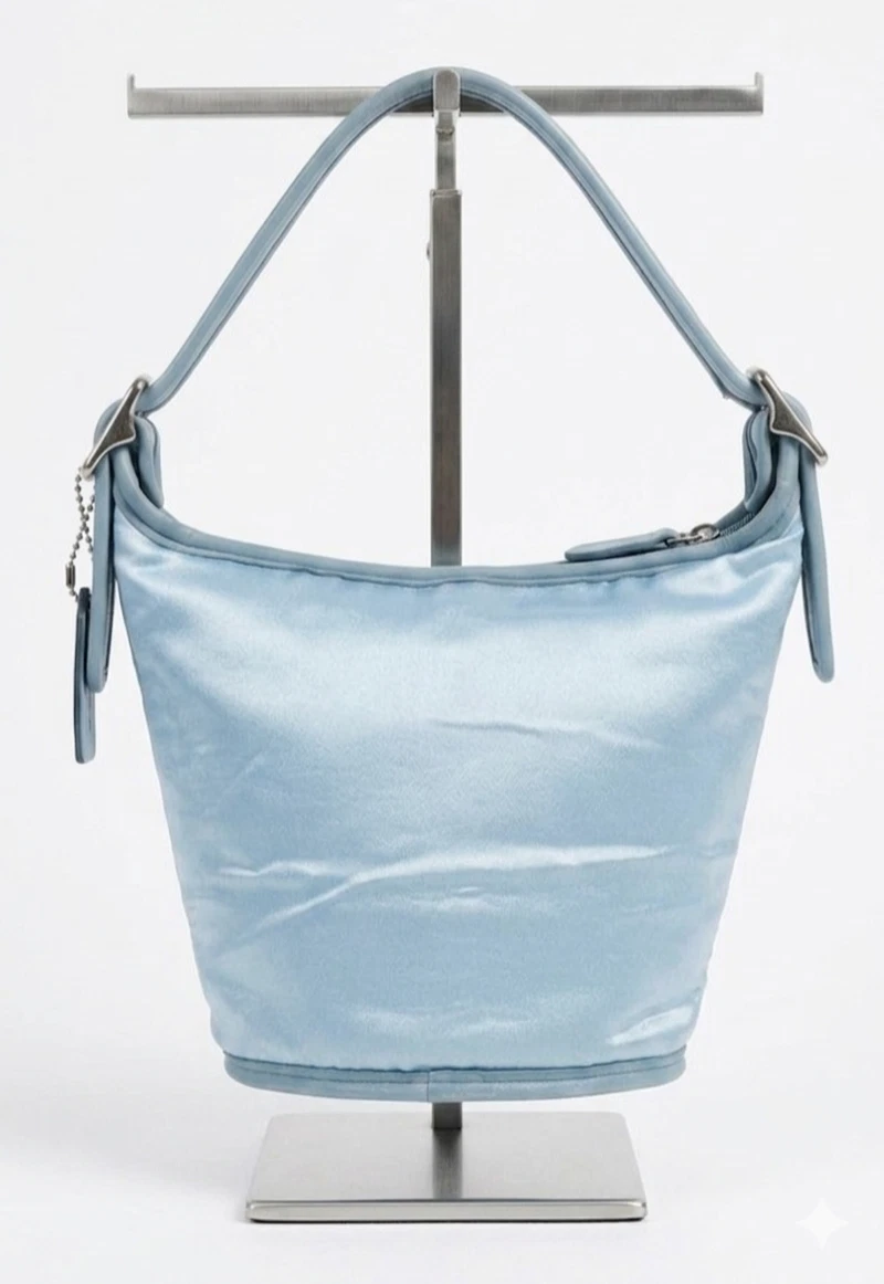 Vtg Coach Blue Glove Tanned Leather Bucket Hobo Shoulder Bag Purse USA Made
