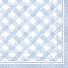 Boston International - 3-Ply 5" Cocktail Napkins 20 Count - Gingham Light Blue