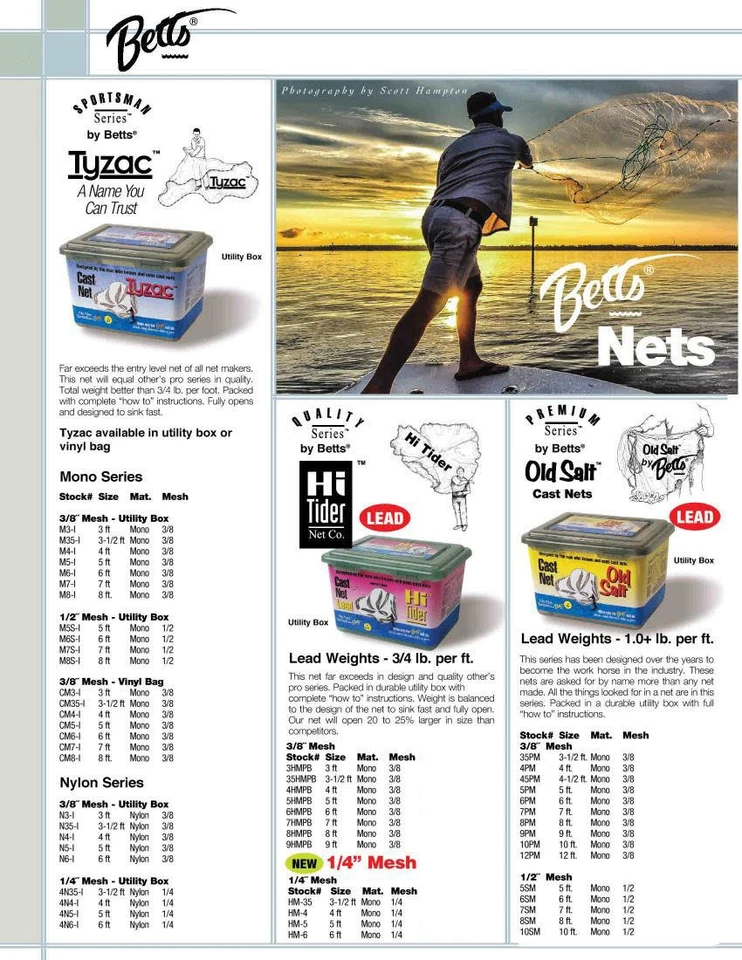 Литая сетка Betts 9HMPB Hi Tider 3/8 дюйма в коробке вес свинца радиус 9 футов - Изображение 4 из 4