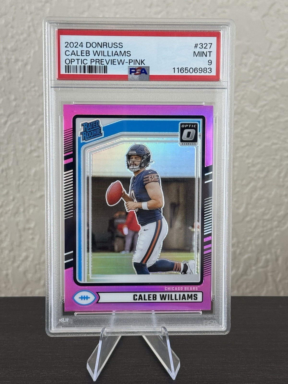 2024 Panini Donruss - Rated Rookie Caleb Williams #327 Optic Preview Pink Prizm