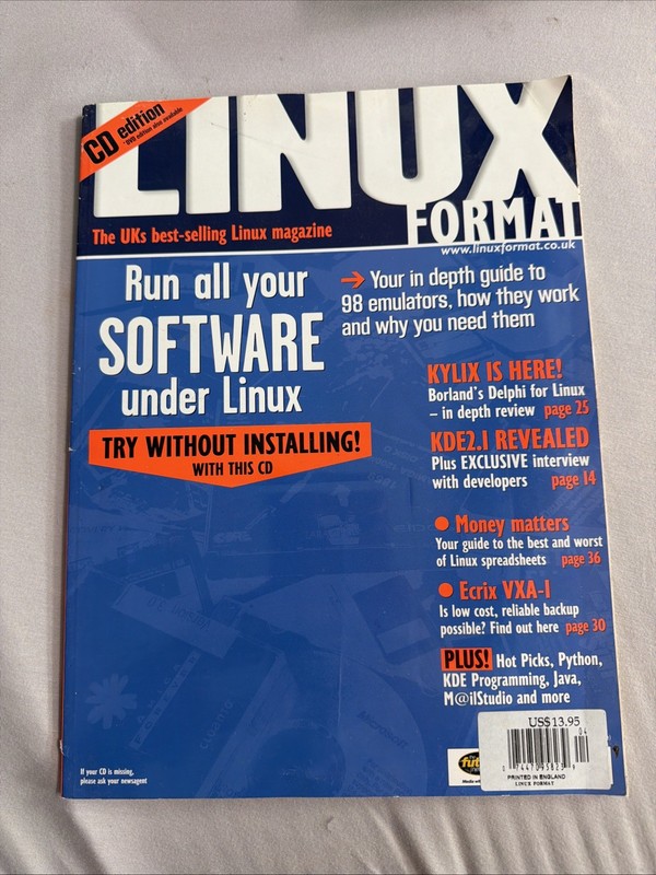 2001 APRIL LINUX FORMAT MAGAZINE - RUN SOFTWARE COVER - H 2515