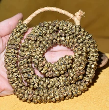 Strand Old Brass Interlocking Double Round Metal Dangle Beads Togo, West Africa