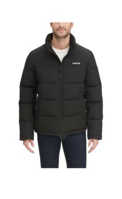 Men's Levi's  Arctic Cloth Stand Collar Logo Puffer Jacket BLACK  Size : M NWT