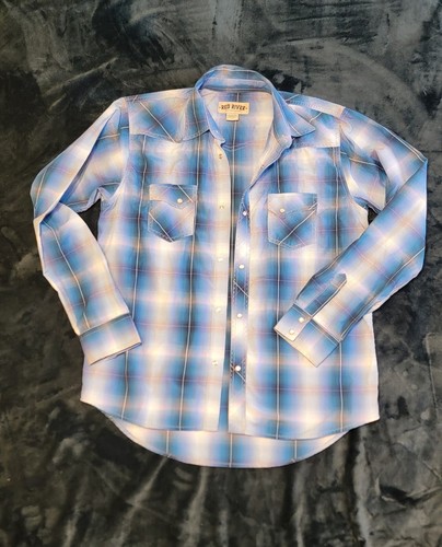 Red River Outfitters Jugend Jungen XXL blau kariert Western Pearl Snap Hemd - Bild 1 von 4