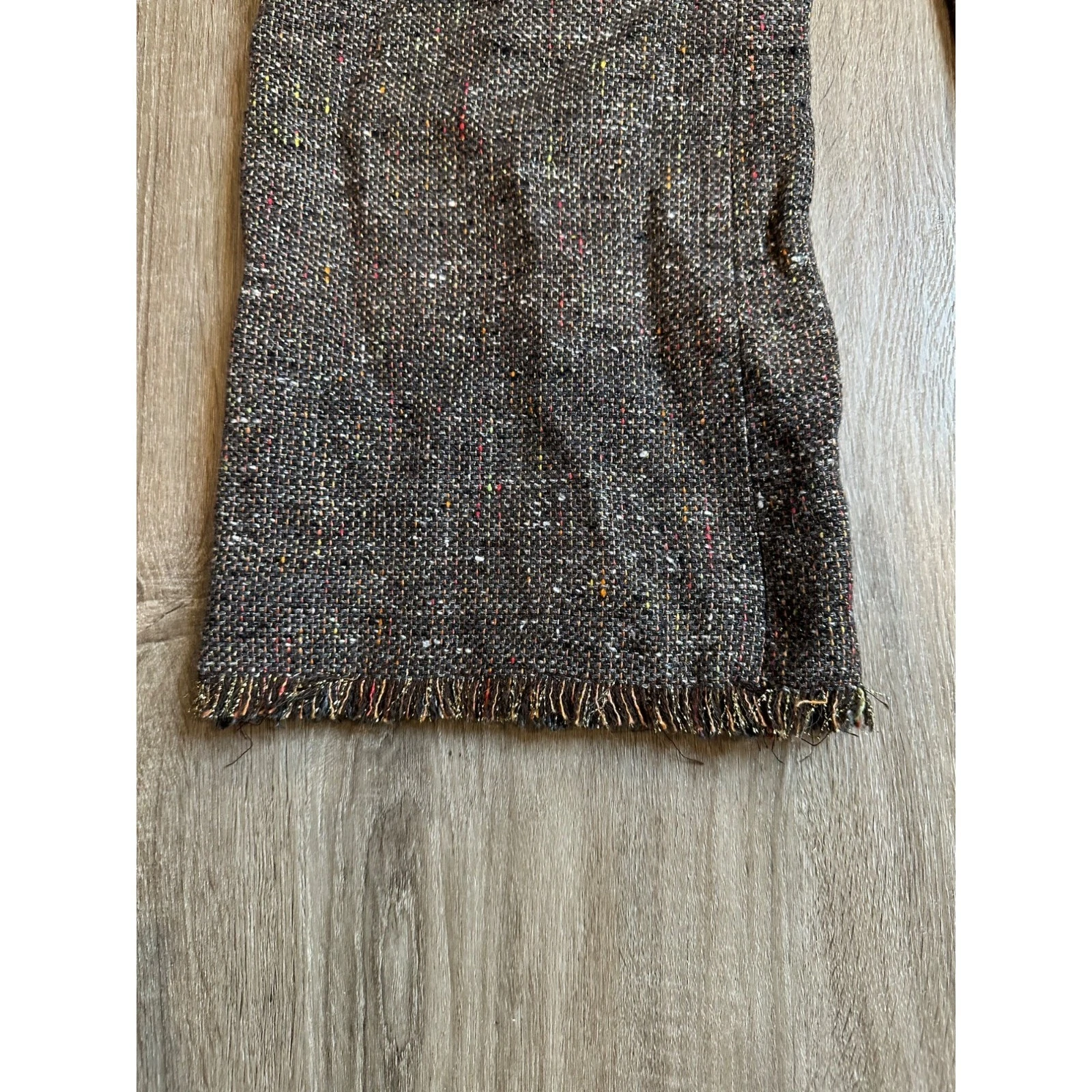 Pantalone donna Moschino misto lana marrone tweed orlo sfilacciato TG 10 carriera ufficio