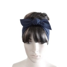 Dark Navy Blue Hairband. Bow Headband. Hair Wrap. Head Wrap. Hair Piece.