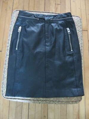 All Saints Ryley Black Leather Zippered Pencil Skirt UK 6 US 2 NWOT