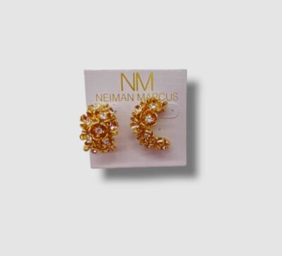 $45 Neiman Marcus Women's Gold Mini Flower Crystal Half Hoop