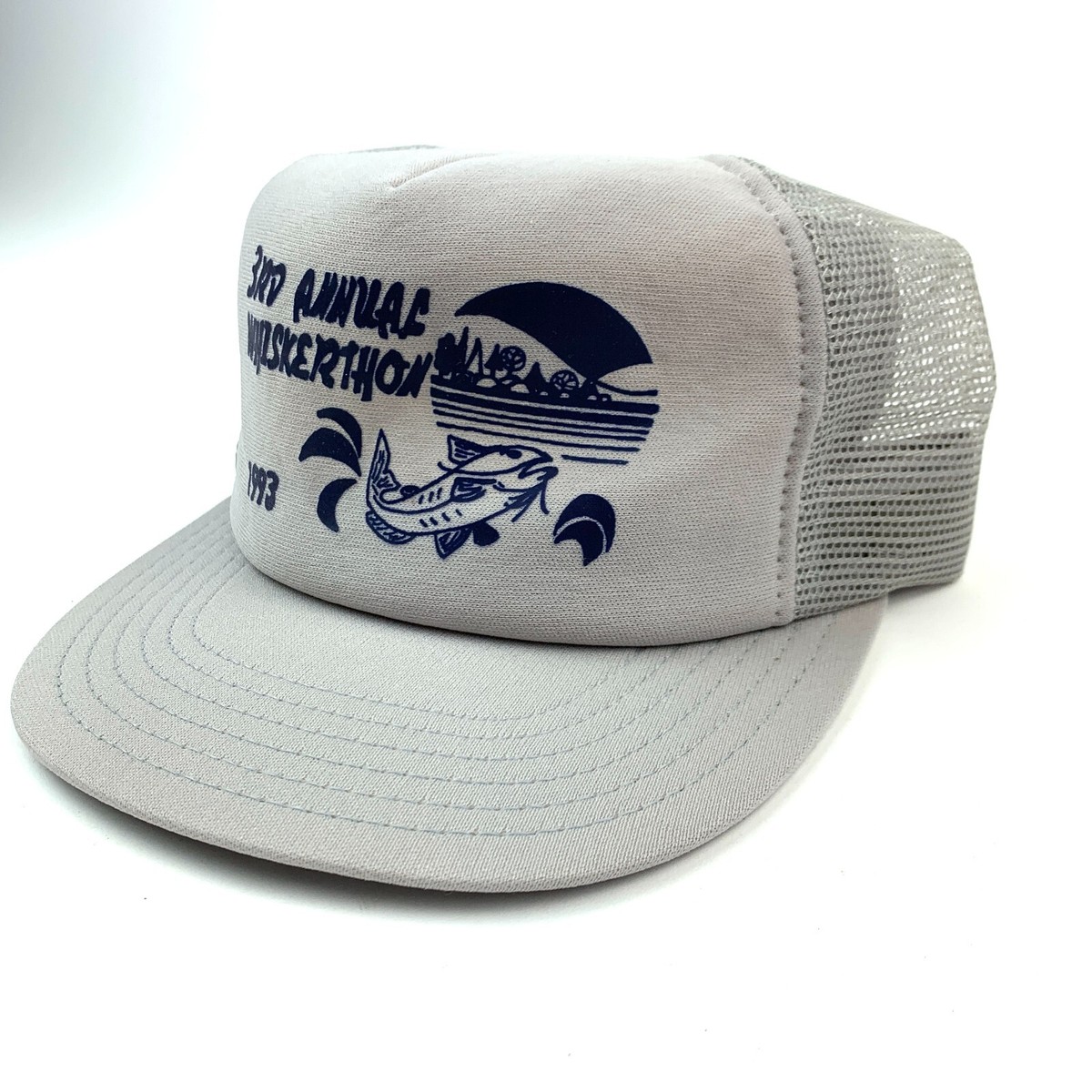 Vintage 3rd Annual Whiskerthon 1993 Gray Snapback Trucker Hat Cap