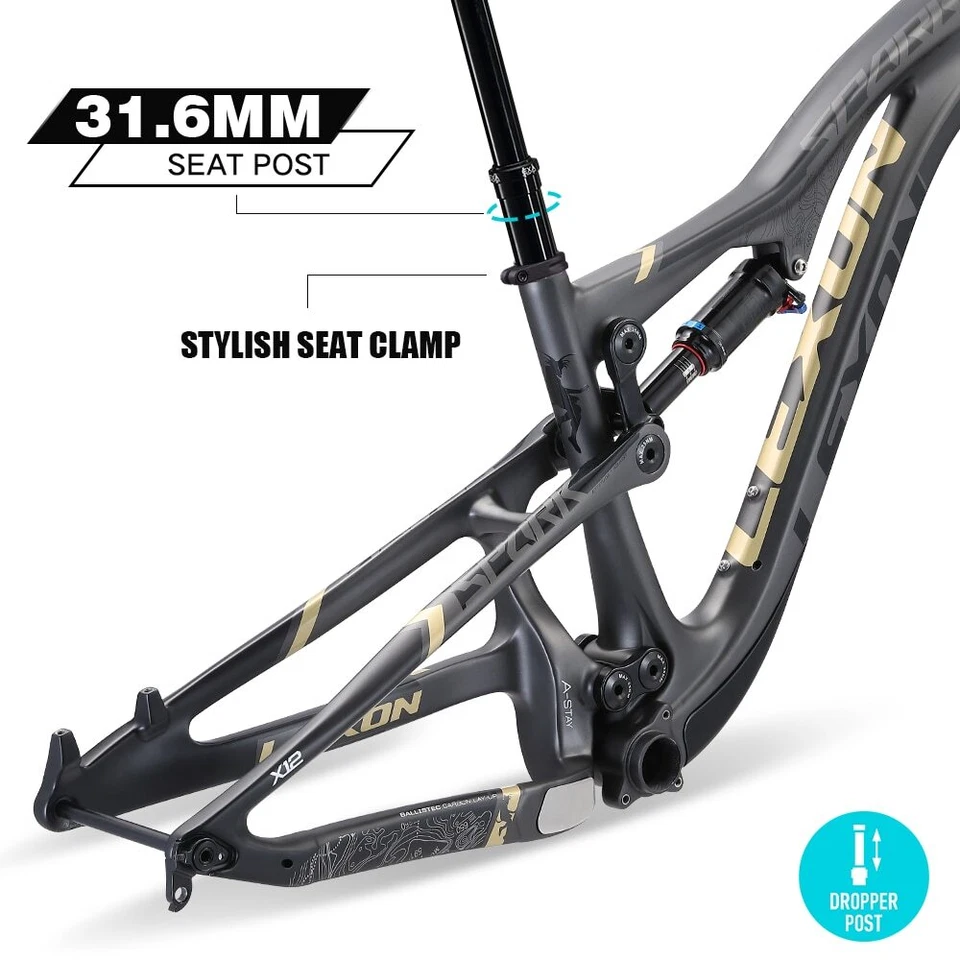 29er Boost Mountain AM XC Downhill Frame Carbon Dual Suspension Bike Frame - Image 4 of 4