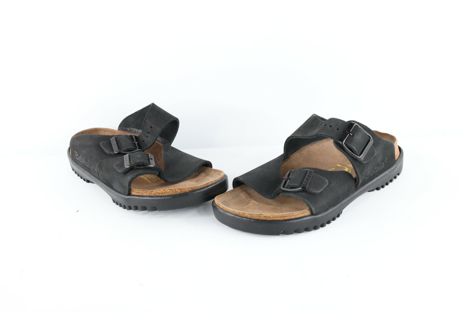 Vintage Betula Birkenstock Womens Size 5 Suede Leather Slip On Sandals Black