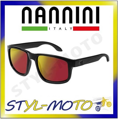 OCCHIALI DA SOLE NANNINI NYC-ONE NERO LUCIDO CON LENTE SPECCHIO