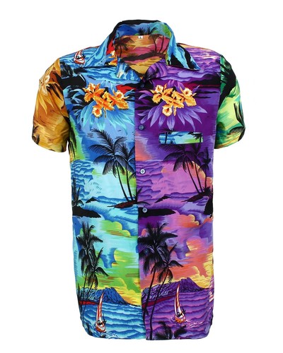 MENS HAWAIIAN SHIRT SHORT SET STAG BEACH HAWAII ALOHA SUMMER HOLIDAY FANCY D88 - Picture 8 of 31