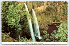 Vintage Postcard Wailua Falls Island of Kauai River Plastichrome Posted 1984