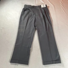 Geoffrey Beene Pants Mens 36 Gray Pleated Comfort Waistband Wrinkle Free 36x30