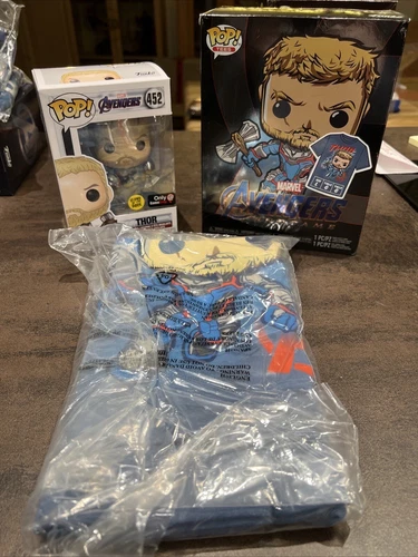 Marvel Avengers Endgame Thor 452 GITD incl. Camiseta Funko Pop EMBALAJE ORIGINAL Raro Nuevo