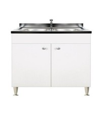 Mobile cucina 2 ante completo di lavello inox 80, 2 vasche componibile sottolave