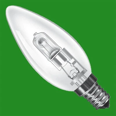 4x 42W (=55W) Dimmable Halogen Clear Candle Light Bulbs, SES E14 Lamps