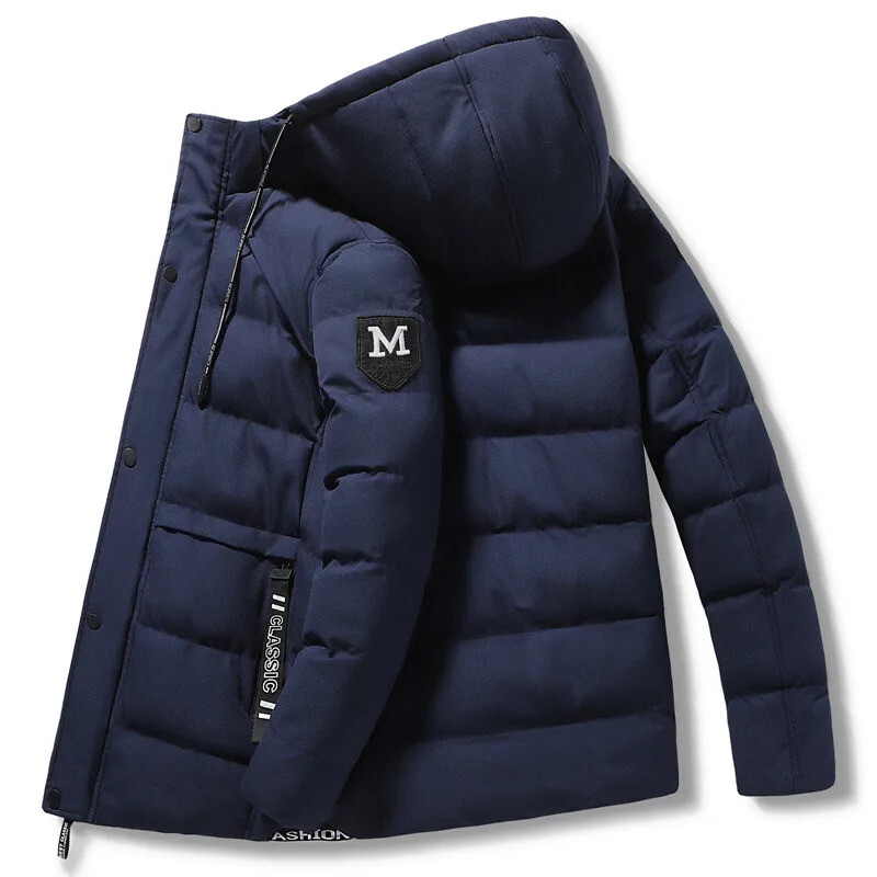 Winter Thick Down Jacket Men Warm Cotton Duck Down Coat Mens Casual Hooded Parka