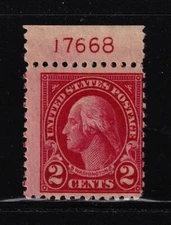1923 Washington 2c carmine Sc 554 MNH top plate number single CV $15 (T21