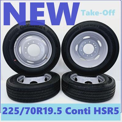 2005-2023 FORD F450 F550 225/70R19.5 CONTINENTAL HSR5 4 TIRES & STEEL RIMS