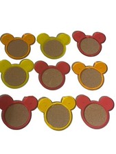 Disney Coasters Set of 9 Orange Plastic Mickey Mouse Ears w/ Cork Center
