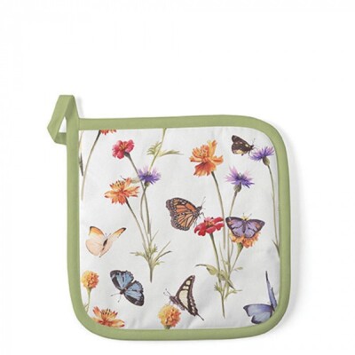 Ambiente Topflappen 20 x 20 cm / 100% Baumwolle mit Isolierung / Blumen Garten