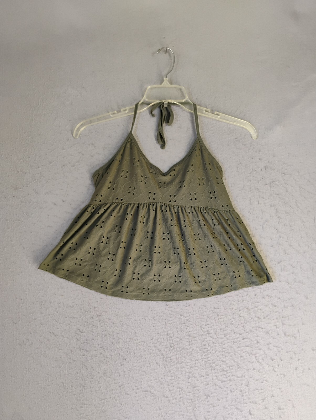Hollister Womens Tube Top Small Green Cropped Strappy Crochet Accent Casual