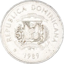 [#1087049] Coin, Dominican Republic, 1/2 Peso, 1989
