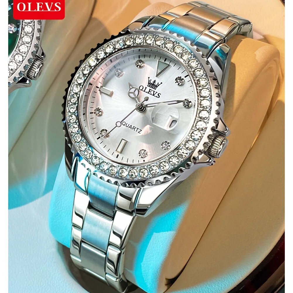 Analog Quartz Stainless Steel Women\'s Watch with Date - Water Resistant Luminous Amazon.com: OLEVS Women Diamond Watch Elegant Luxury Dress  main image 2