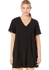 American Rose 188819 Womens Short Sleeve V-Neck Shift Dress Black Size Medium